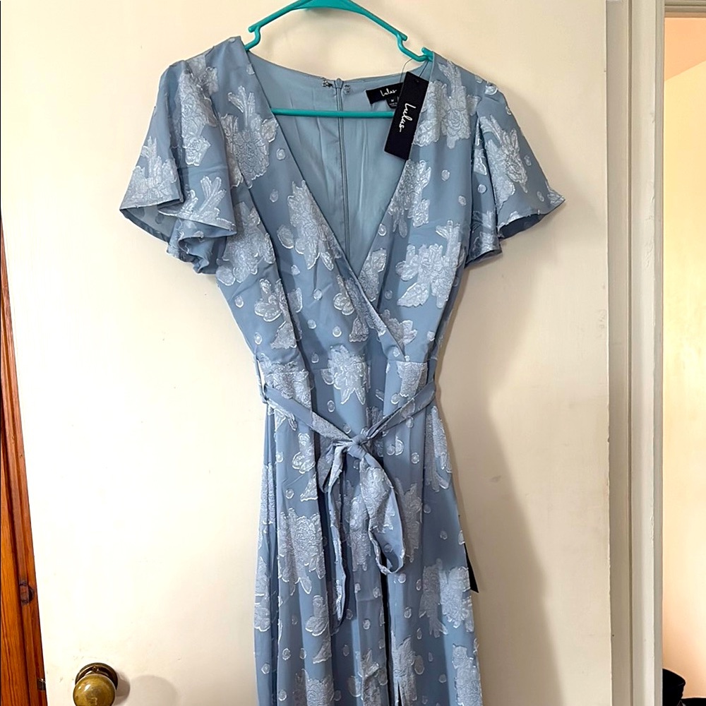 Lulu's Blue Floral Wrap Dress